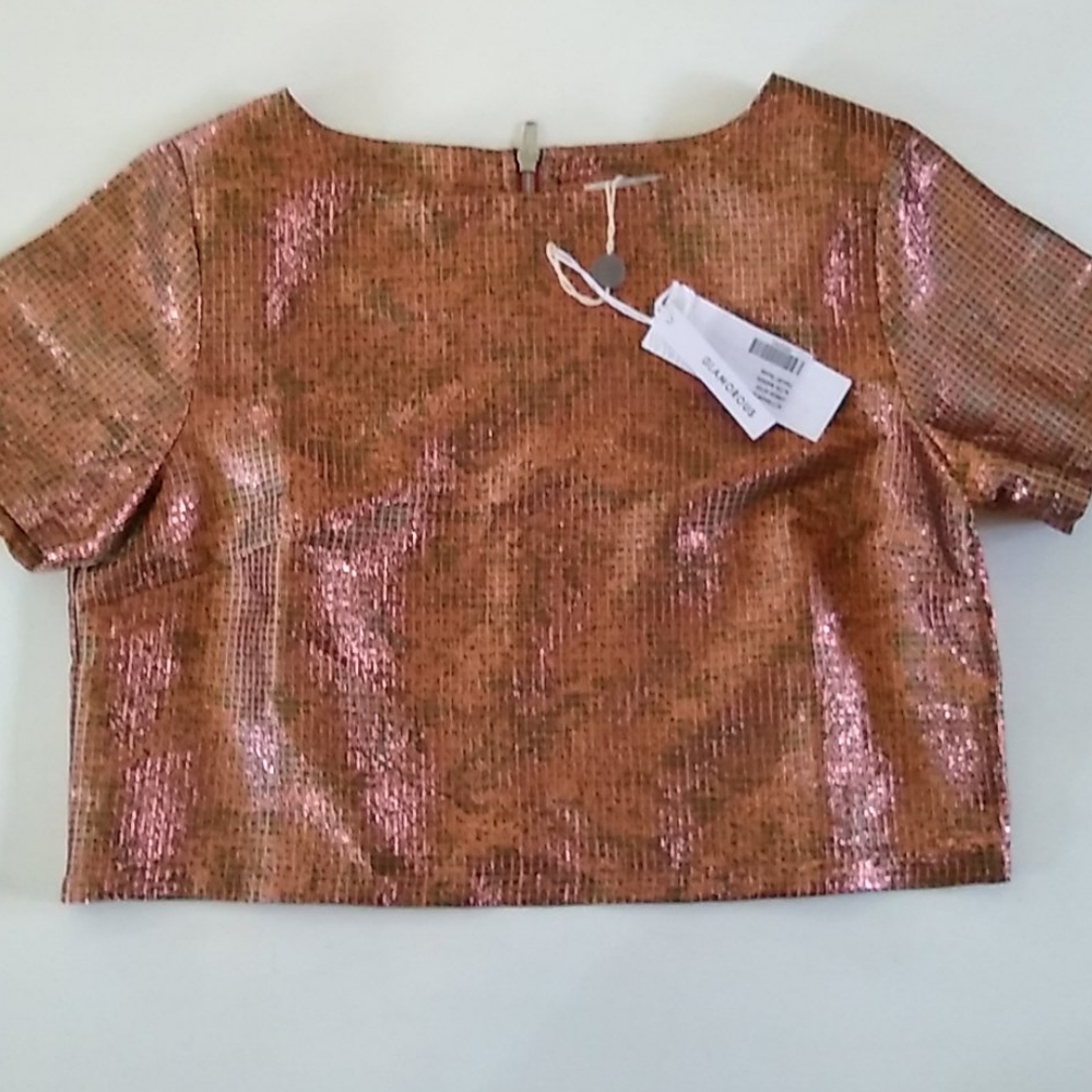 Glamorous Rose Gold Jacquard top - Picture 1 of 6